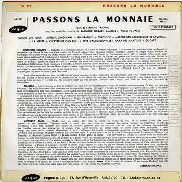 [Pochette de Passons la monnaie (COMPILATION) - verso]