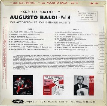 [Pochette de Sur les fortifs (Augusto BALDI) - verso]