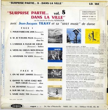 [Pochette de Surprise partie…dans la ville sur les airs de Charles Aznavour (Jean-Jacques TILKAY) - verso]