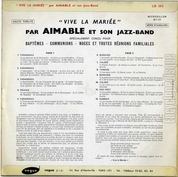 [Pochette de Vive la marie ! (AIMABLE) - verso]