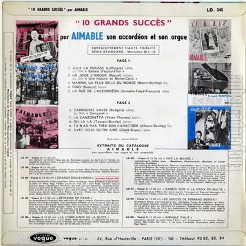 [Pochette de 10 grands succs (AIMABLE) - verso]