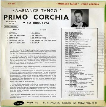 [Pochette de Ambiance tango (Primo CORCHIA) - verso]