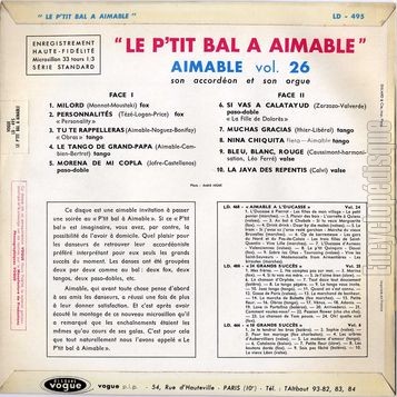 [Pochette de Le p’tit bal  Aimable (AIMABLE) - verso]