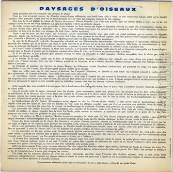 [Pochette de Paysages d’oiseaux (DOCUMENT) - verso]