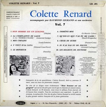 [Pochette de Mon homme est un guignol (Colette RENARD) - verso]