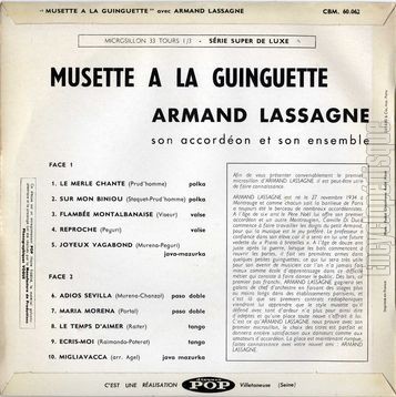 [Pochette de Musette  la guinguette (Armand LASSAGNE) - verso]