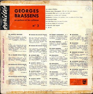 [Pochette de Les sabots d’Hlne, La prire, P… de toi… - 3 (Georges BRASSENS) - verso]