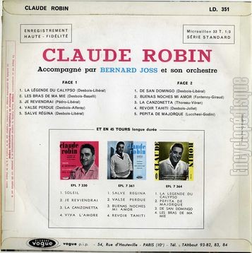 [Pochette de Claude Robin (Claude ROBIN) - verso]