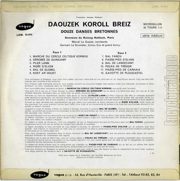 [Pochette de Daouzek koroll Breiz (SONNEURS DU KORNOG KELTIECK PARIS) - verso]