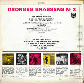 [Pochette de Les sabots d’Hlne, La prire, P… de toi… - 3 (Georges BRASSENS) - verso]