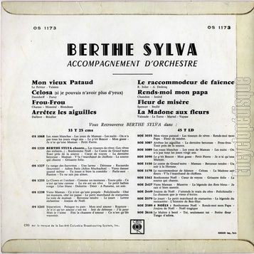 [Pochette de Mon vieux pataud, Gelosa, Frou-frou… (Berthe SYLVA) - verso]