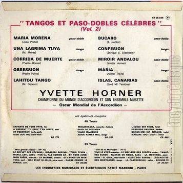 [Pochette de Tangos et paso-dobles clbres vol. 2 (Yvette HORNER) - verso]