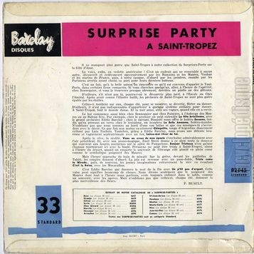 [Pochette de Surprise partie  Saint-Tropez (COMPILATION) - verso]