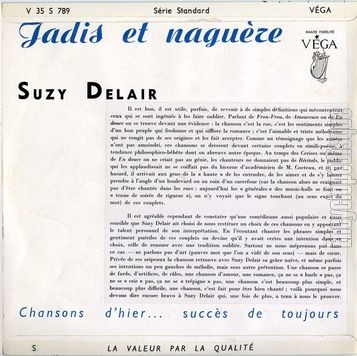 [Pochette de Jadis et nagure (Suzy DELAIR) - verso]