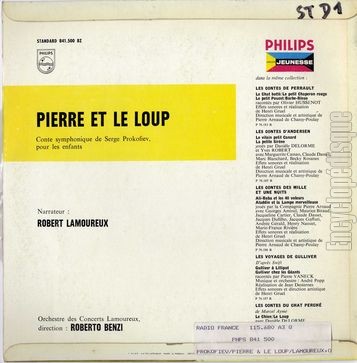 [Pochette de Pierre et le loup (Robert LAMOUREUX) - verso]