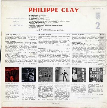 [Pochette de Philippe Clay  l’Olympia (Philippe CLAY) - verso]