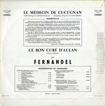 [Pochette de Le mdecin de Cucugnan / Ce bon cur d’Aulan (FERNANDEL) - verso]