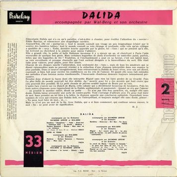 [Pochette de N 2 (DALIDA) - verso]