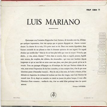 [Pochette de Luis Mariano (Luis MARIANO) - verso]