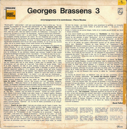 [Pochette de Chanson pour l’Auvergnat, Marinette, Colombine… - 3 (Georges BRASSENS) - verso]