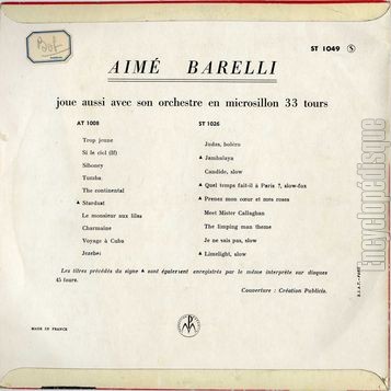 [Pochette de Le grisbi, So in love, Comdie… (Aim BARELLI) - verso]