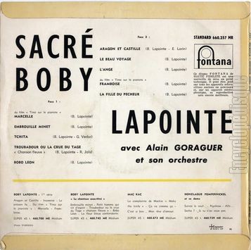 [Pochette de Sacr Boby Lapointe (Boby LAPOINTE) - verso]