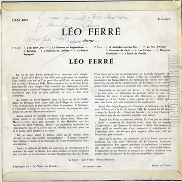 [Pochette de Lo Ferr chante…Lo Ferr (Lo FERR) - verso]