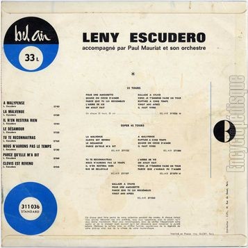 [Pochette de  Malypense (Leny ESCUDERO) - verso]