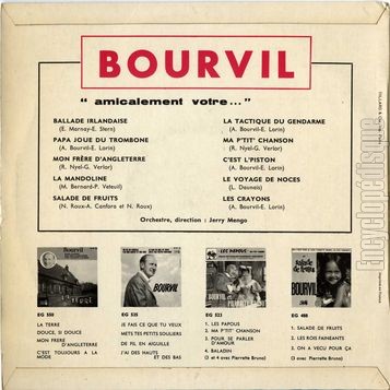 [Pochette de Amicalement vtre… (BOURVIL) - verso]