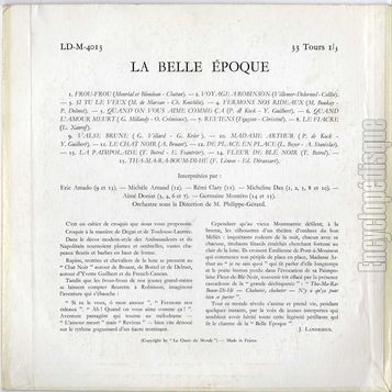 [Pochette de La Belle poque (COMPILATION) - verso]