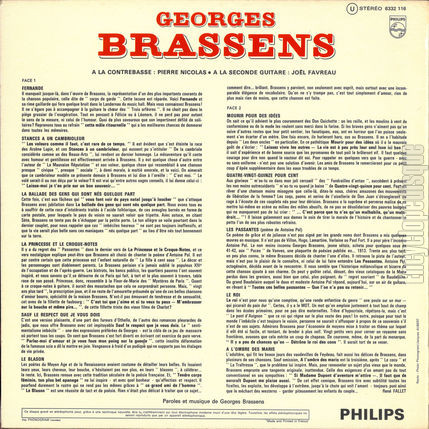 [Pochette de Fernande, Le blason, Le roi… (Georges BRASSENS) - verso]