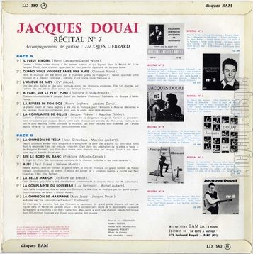 [Pochette de Rcital n 7 (Jacques DOUAI) - verso]