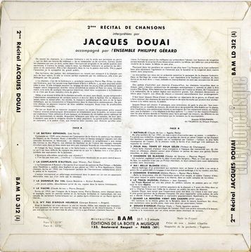 [Pochette de 2me rcital (Jacques DOUAI) - verso]