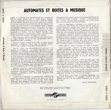 [Pochette de Automates et boites  musique (DOCUMENT) - verso]