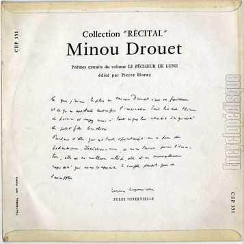 [Pochette de Minou Drouet dit ses pomes "Le pcheur de lune" (Minou DROUET) - verso]