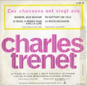 [Pochette de Chansons d’aujourd’hui (Charles TRENET) - verso]