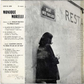 [Pochette de Jehan Rictus / Gaston Cout (Monique MORELLI) - verso]