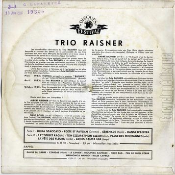 [Pochette de Musique classique - Musique de danse (TRIO RAISNER) - verso]