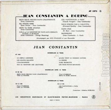 [Pochette de Jean Constantin  Bobino (Jean CONSTANTIN) - verso]