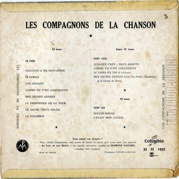 [Pochette de Deuxime rcital (Les COMPAGNONS DE LA CHANSON) - verso]