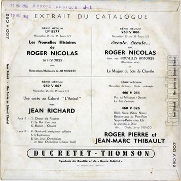 [Pochette de Une soire au cabaret l’Amiral (Jean RICHARD) - verso]