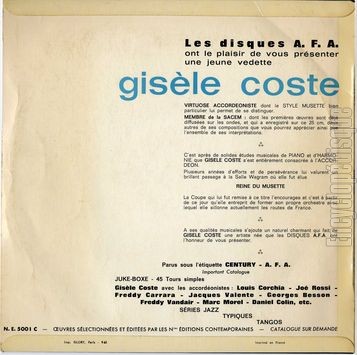 [Pochette de Gisle Coste vous invite  son cocktail de danse (Gisle COSTE) - verso]