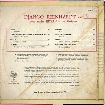 [Pochette de Django Reinhardt joue avec Andr Ekyan (Django REINHARDT) - verso]