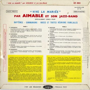 [Pochette de Vive la marie ! (AIMABLE) - verso]