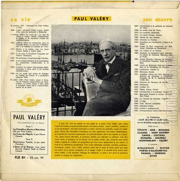 [Pochette de Paul Valry (LEUR OEUVRE ET LEUR VOIX) - verso]