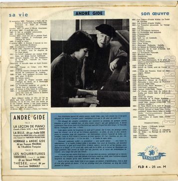 [Pochette de Andr Gide (LEUR OEUVRE ET LEUR VOIX) - verso]