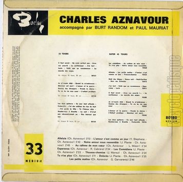 [Pochette de Alleluia (Charles AZNAVOUR) - verso]