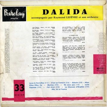 [Pochette de Love in Portofino (DALIDA) - verso]