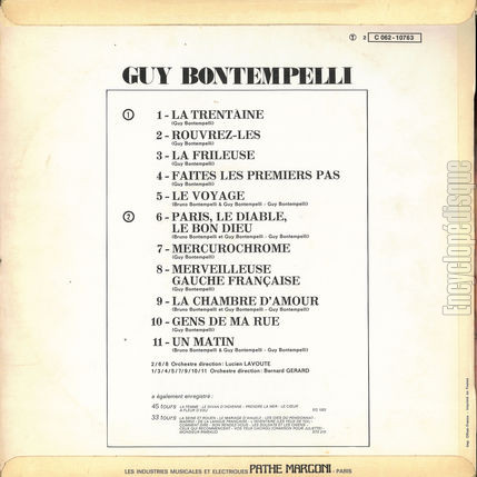 [Pochette de La trentaine (Guy BONTEMPELLI) - verso]