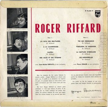 [Pochette de Toi qui ressembles, Les Hirondelles, Napoli… (Roger RIFFARD) - verso]